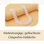 Weiße facettierte Glaskugel Strang Halskette ca. 45+5 cm