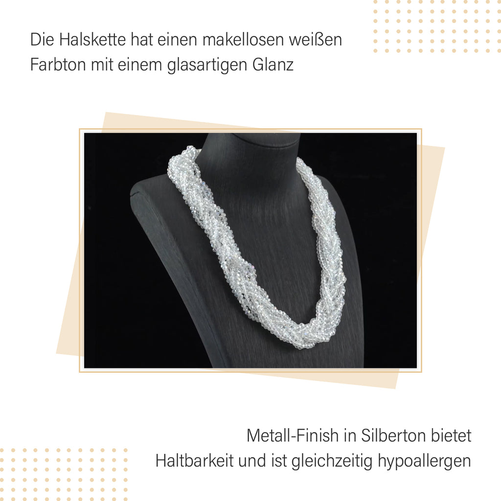 Weiße facettierte Glaskugel Strang Halskette ca. 45+5 cm