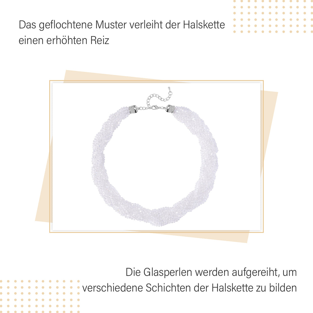 Weiße facettierte Glaskugel Strang Halskette ca. 45+5 cm