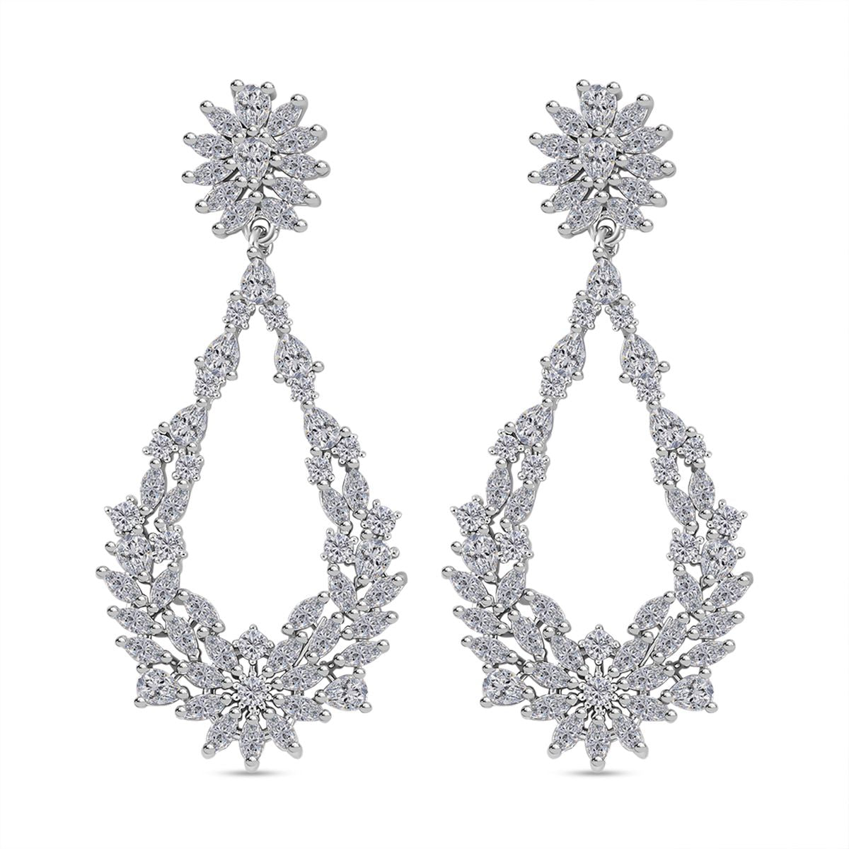 Designer weiße Zirkon-Ohrringe, ca. 4.00 ct