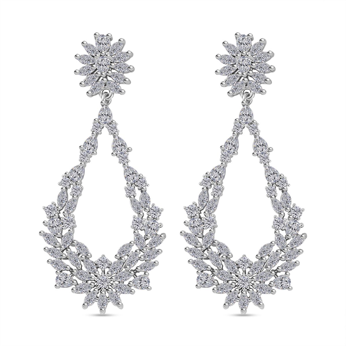 Designer weiße Zirkon-Ohrringe, ca. 4.00 ct