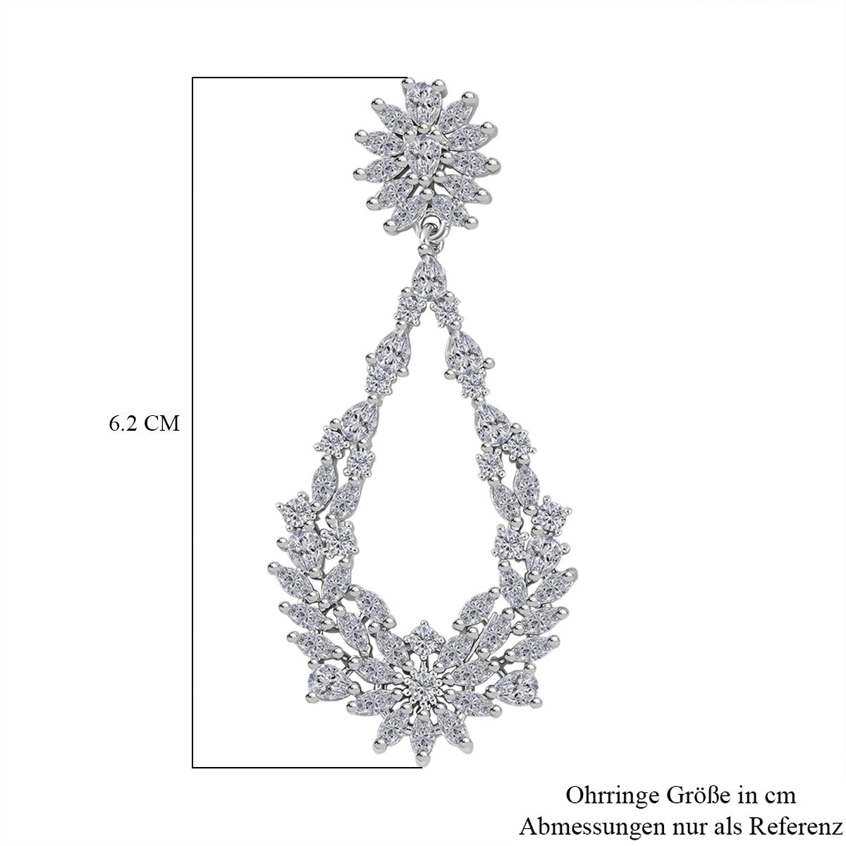Designer weiße Zirkon-Ohrringe, ca. 4.00 ct