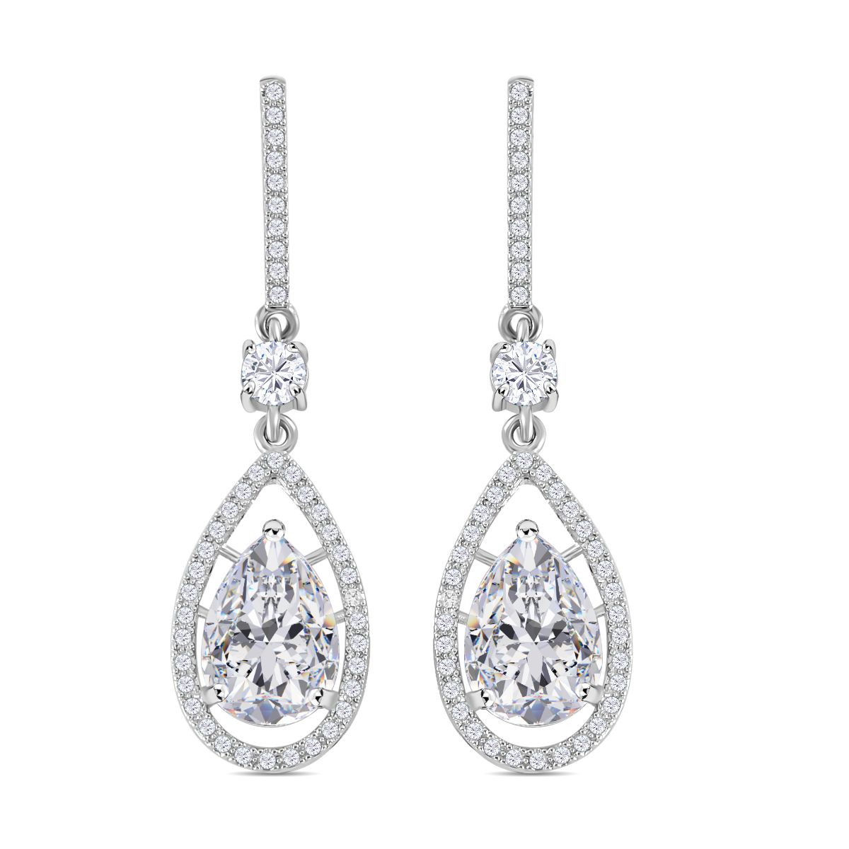 Weiße Zirkonia Ohrringe, ca. 4.00 ct