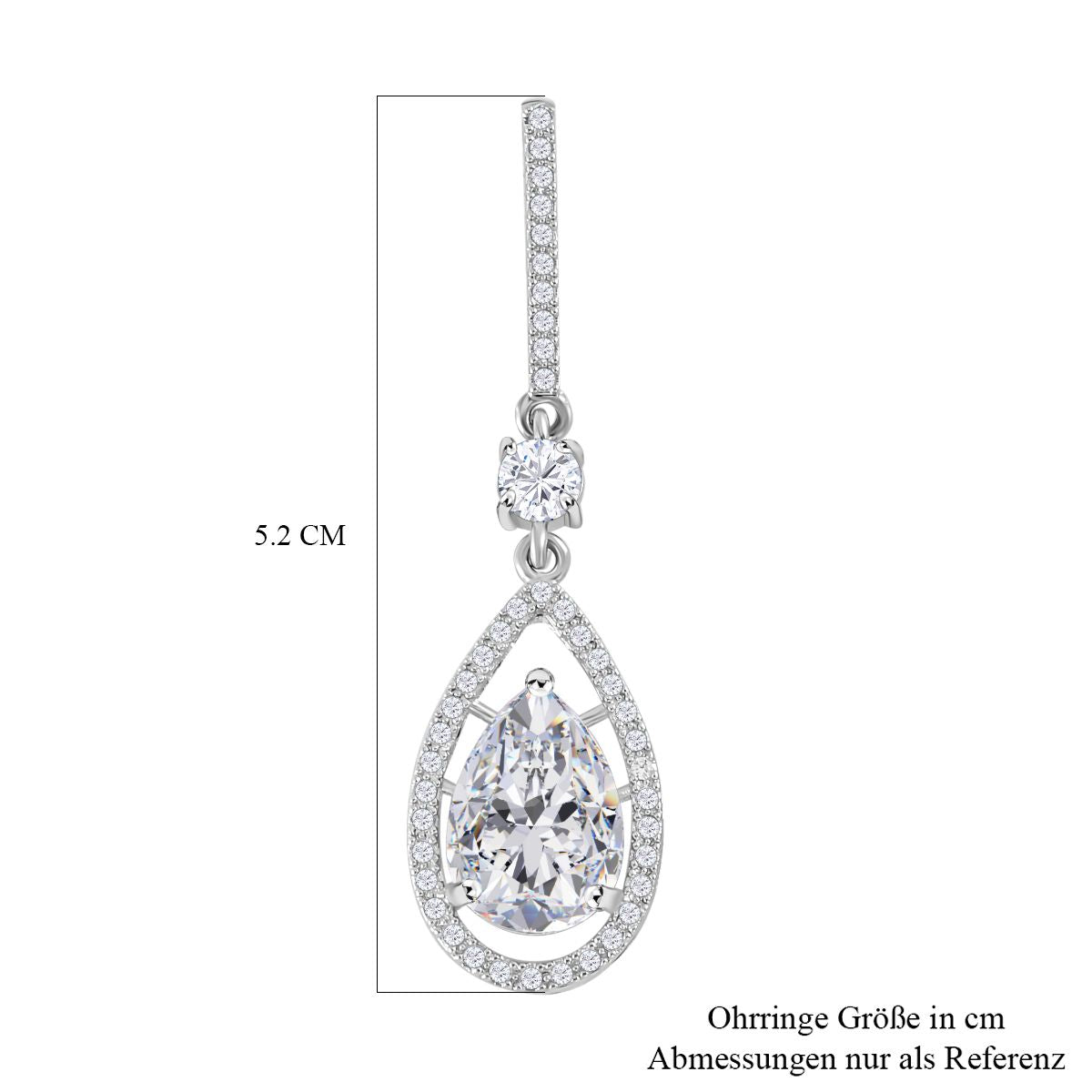 Weiße Zirkonia Ohrringe, ca. 4.00 ct