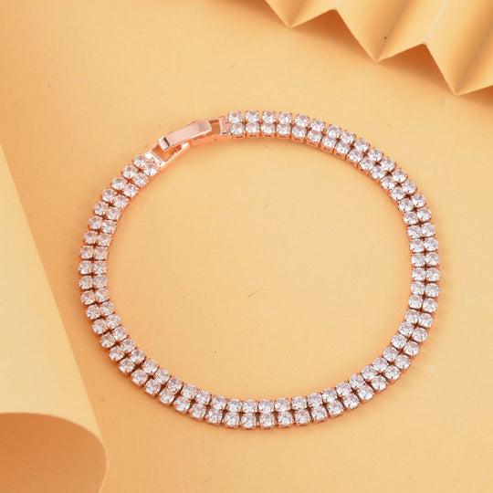 Weißes Zirkonia Armband, ca. 20 cm, roséfarben