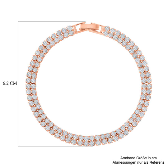 Weißes Zirkonia Armband, ca. 20 cm, roséfarben