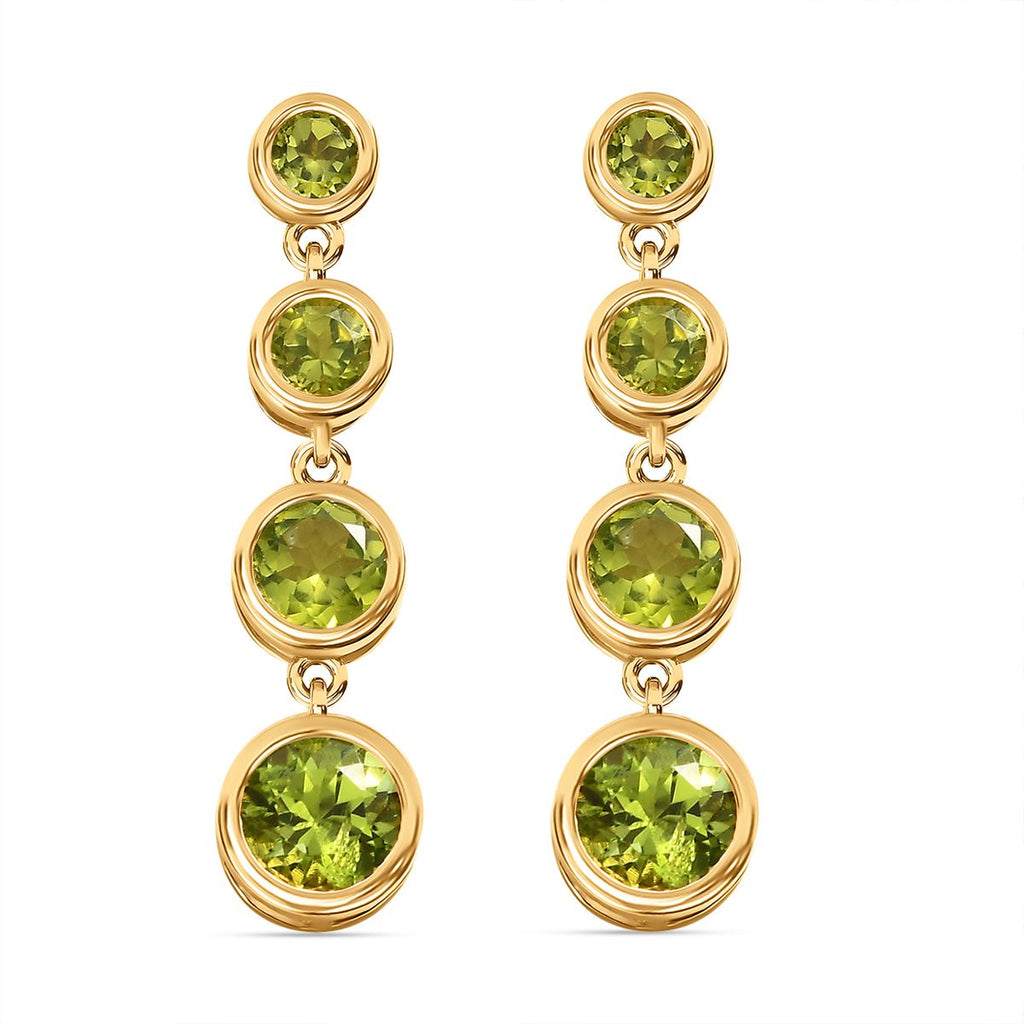 Natürliche Peridot Ohrringe 925 Silber vergoldet ca. 3.67 ct