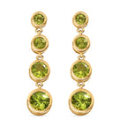 Natürliche Peridot Ohrringe 925 Silber vergoldet ca. 3.67 ct