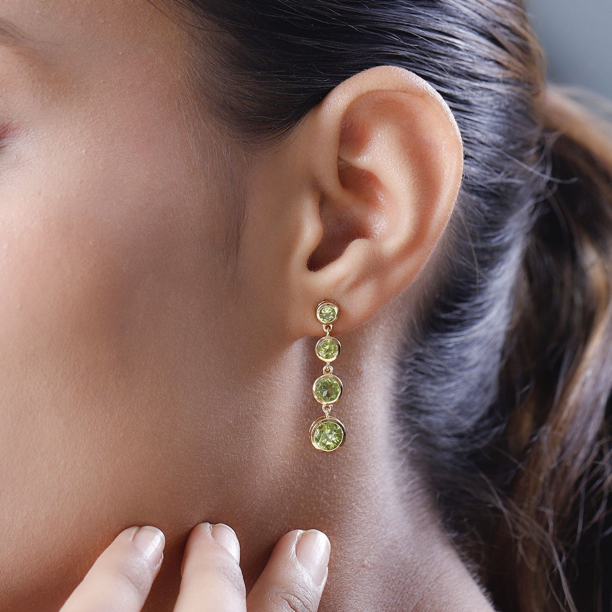 Natürliche Peridot Ohrringe 925 Silber vergoldet ca. 3.67 ct