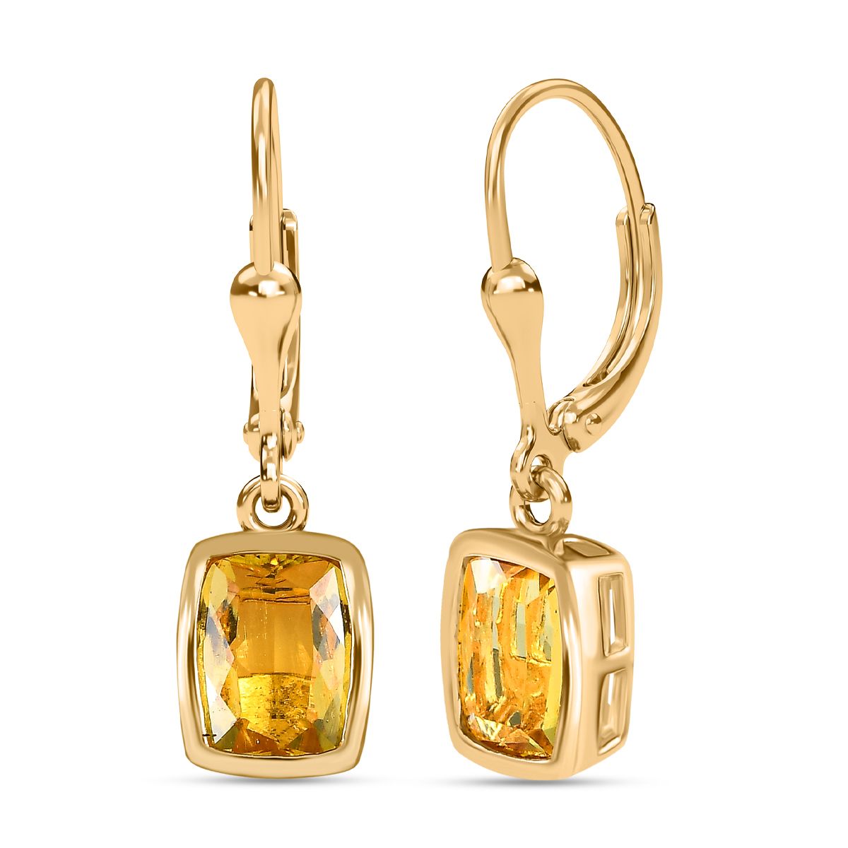 AA Premium Brasilianischer Heliodor Ohrringe, 925 Silber Gelbgold Vermeil, ca. 2.58 ct