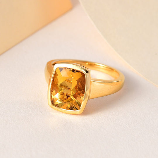 AA Premium Brasilianischer Heliodor Ring, 925 Silber Gelbgold Vermeil, ca. 3.78 ct