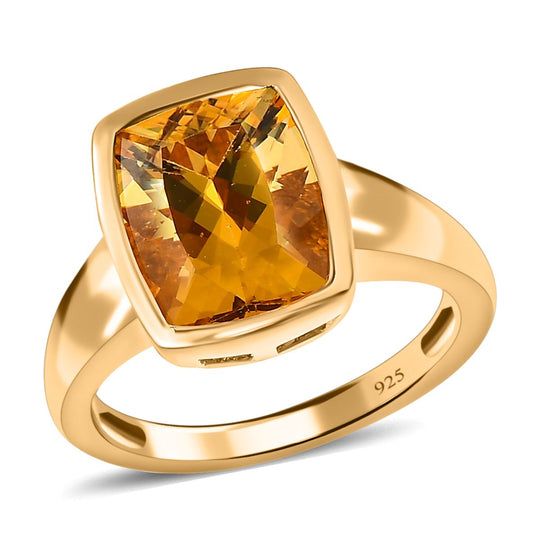 AA Premium Brasilianischer Heliodor Ring, 925 Silber Gelbgold Vermeil, ca. 3.78 ct