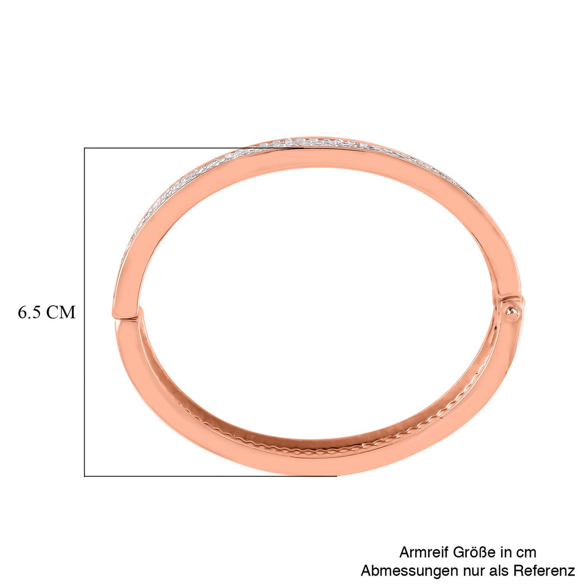 Weißer Kristall Armreif ca. 19 cm, roséfarben