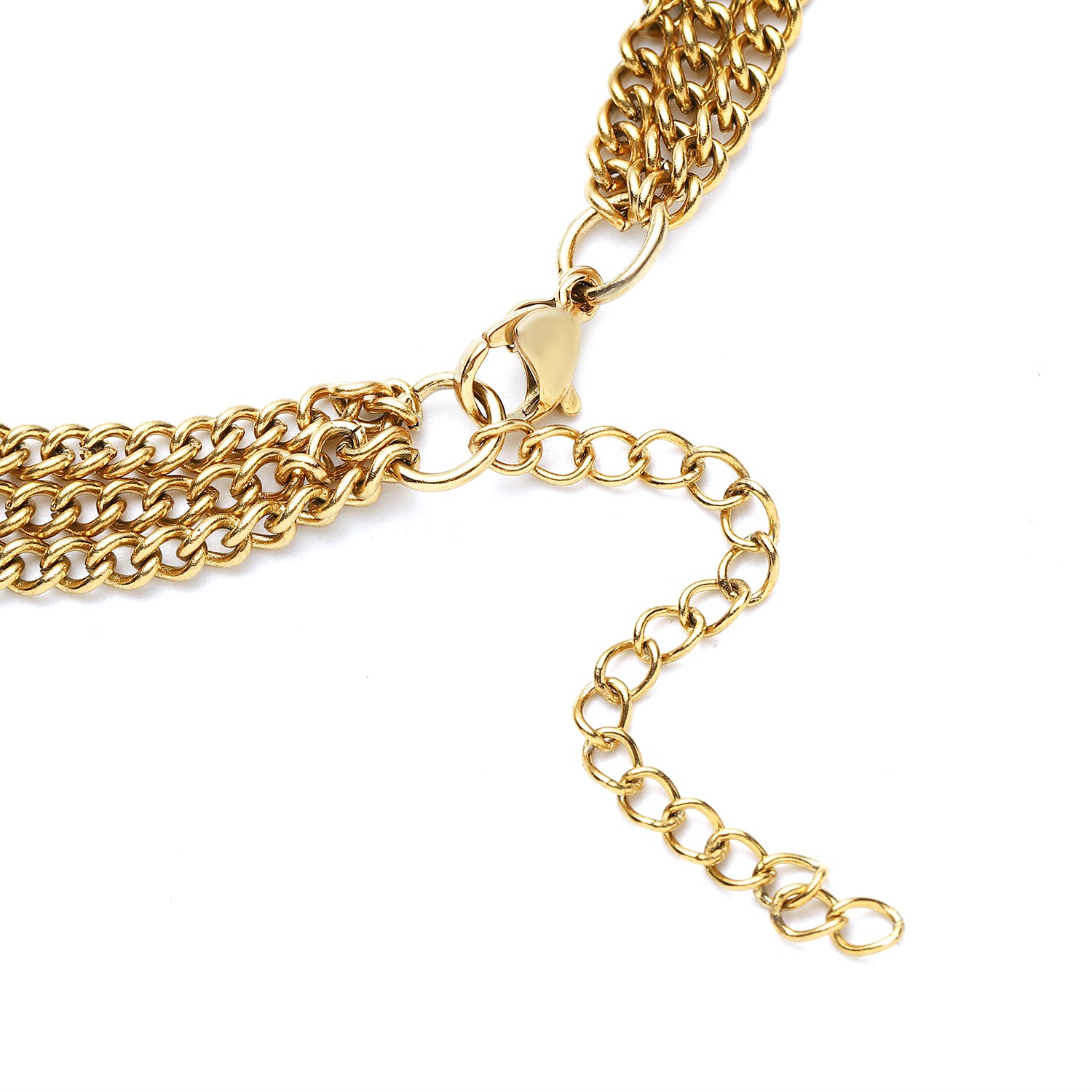 3-lagige Halskette, ca. 40.5 cm, 316L Edelstahl IP-Gold