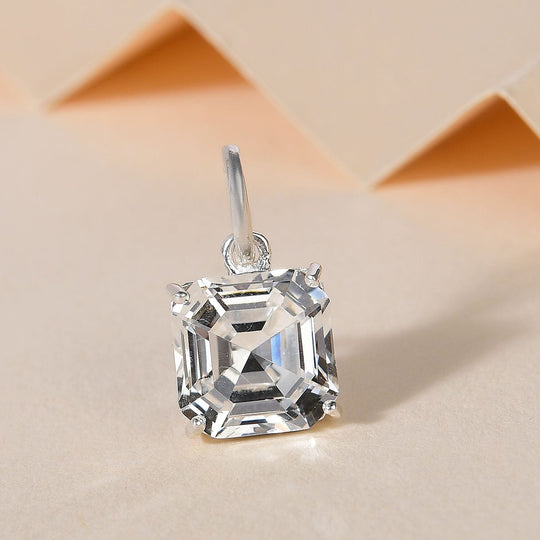 Weißer Kristall Anhänger 925 Silber