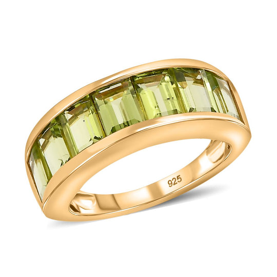 Natürlicher Peridot Ring, 925 Silber vergoldet ca. 5.52 ct