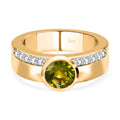Natürlicher Peridot, weißer Zirkon Ring, 925 Silber vergoldet, (Größe 17.00) ca. 1.73 ct