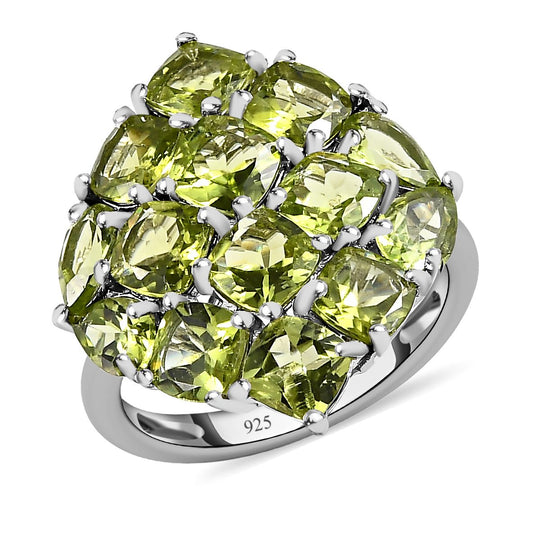 Natürlicher Peridot Ring, 925 Silber platiniert, ca. 7.61 ct
