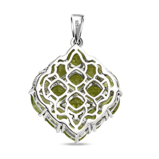 Natürlicher Peridot Anhänger, 925 Silber platiniert ca. 7.87 ct