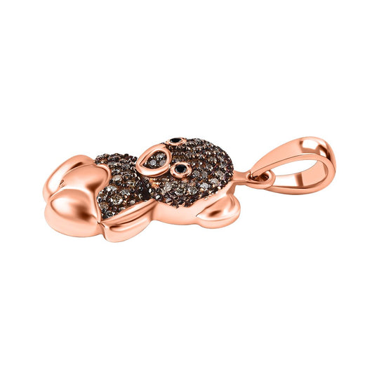 Natürlicher Champagner Diamant und Schwarzer Diamant, Anhänger 925 Silber Roségold Vermeil ca. 0.25 ct