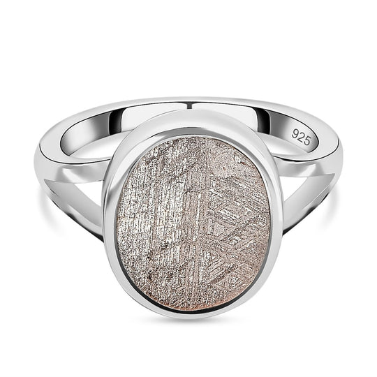 Muonionalusta Meteorit Ring, 925 Silber platiniert, (Größe 18.00) ca. 8.74 ct