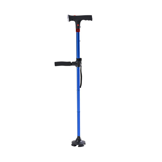 Smart Easy Up Gehstock mit Doppelgriffen, Leichtgewicht, Aluminium mit Drehbarer Basis, Mit Beleuchtung und SOS-Alarm, Höhenverstellbar 85-97 cm, rot