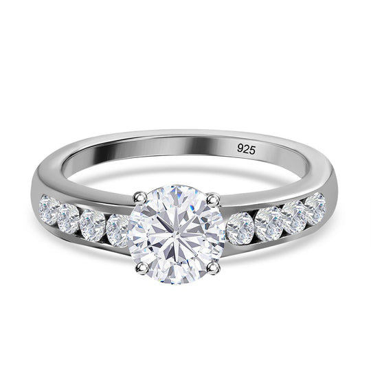 Moissanit Ring, 925 Silber platiniert, (Größe 20.00), ca. 1.29 ct