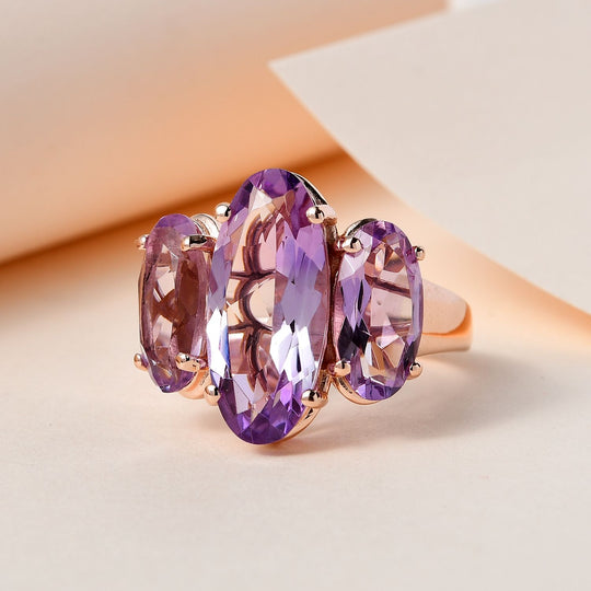 Rose De France Amethyst Ring, 925 Silber rosévergoldet, , ca. 8.81 ct