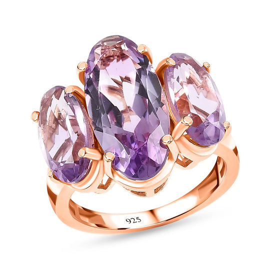Rose De France Amethyst Ring, 925 Silber rosévergoldet, , ca. 8.81 ct
