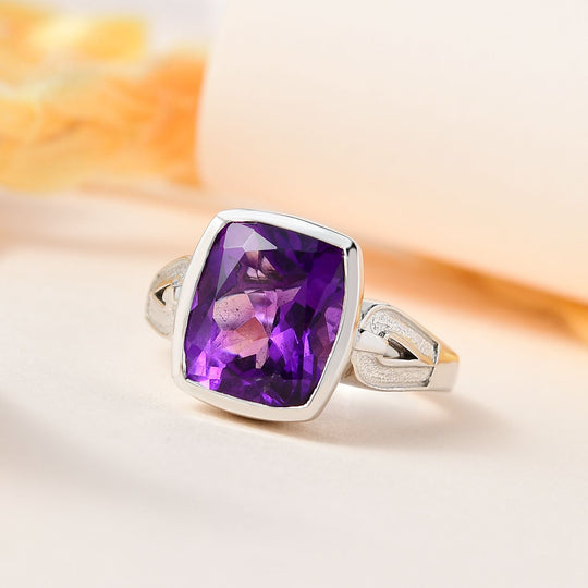 Lusaka Amethyst Ring, 925 Silber platiniert, ca. 4.94 ct