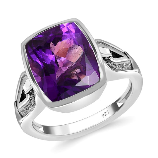 Lusaka Amethyst Ring, 925 Silber platiniert, ca. 4.94 ct