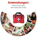 Kompaktes Erste-Hilfe-Set (90 Teile): Für Auto & Zuhause - Verbände, Augenkapseln, Kühlpacks. Inkl. Dreiecksverband & elastische Binden