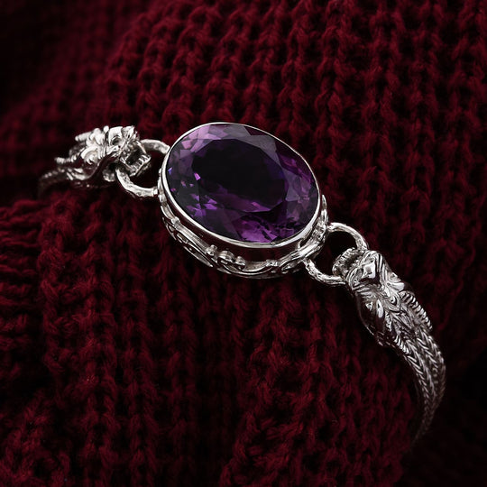Royal Bali Kollektion- Afrikanisches Amethyst-Armband, 19cm, 925 Silber - 26,22 ct.