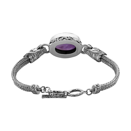 Royal Bali Kollektion- Afrikanisches Amethyst-Armband, 19cm, 925 Silber - 26,22 ct.