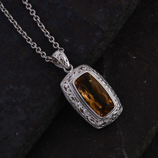 Royal Bali - Citrin Anhänger, 925 Silber ca. 8.05 ct