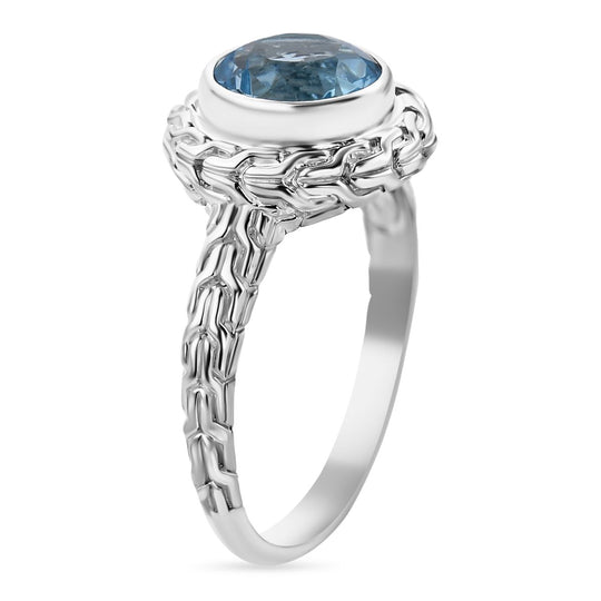 Royal Bali - Himmelblauer Topas Ring, 925 Silber ca. 3.54 ct