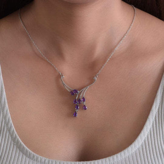 Afrikanischer Amethyst Halskette ca. 45 cm Edelstahl ca. 3.62 ct