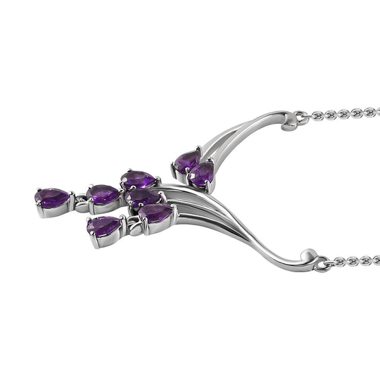 Afrikanischer Amethyst Halskette ca. 45 cm Edelstahl ca. 3.62 ct