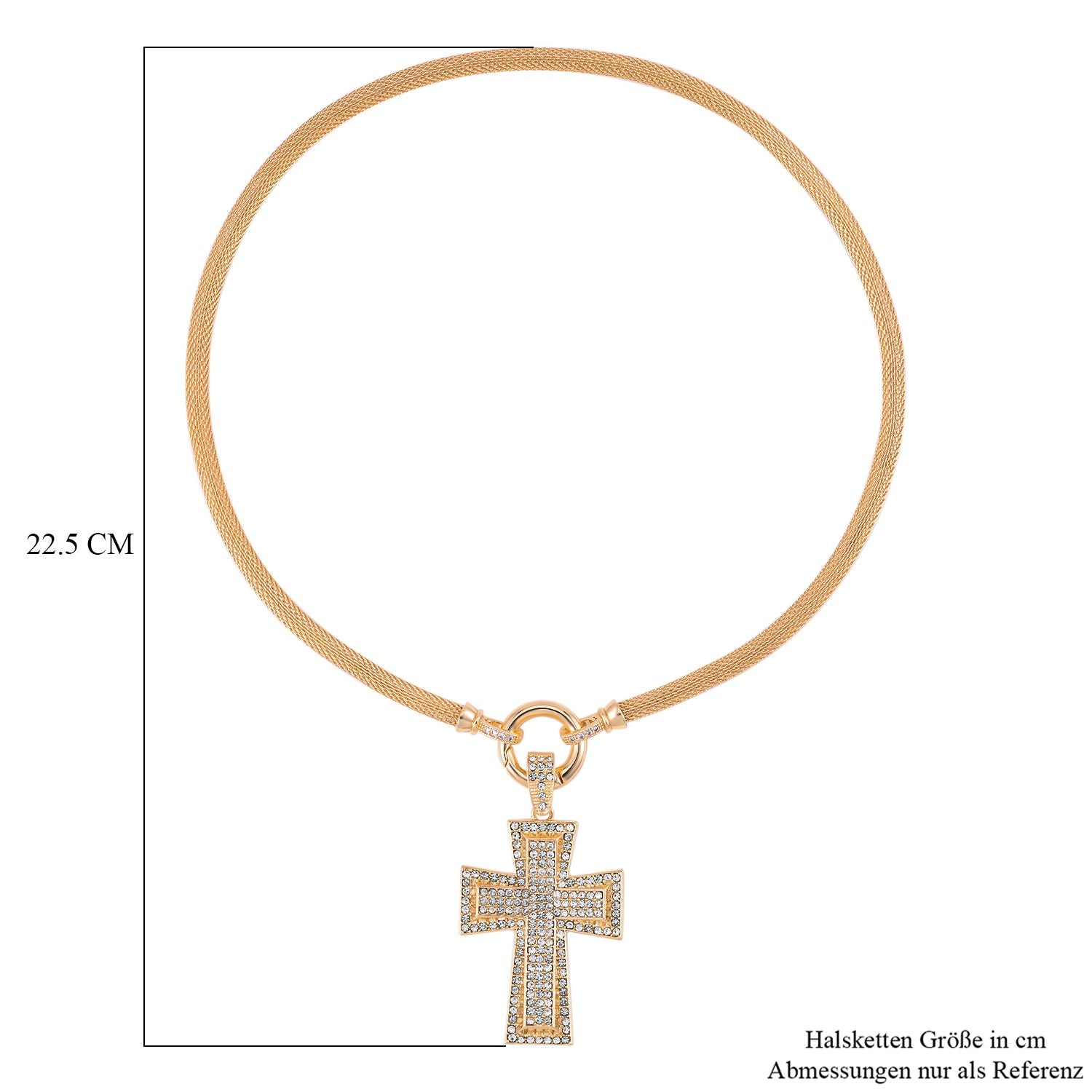 Kreuz Weiße Kristall Halskette, ca. 50 cm