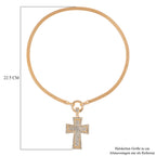 Kreuz Weiße Kristall Halskette, ca. 50 cm