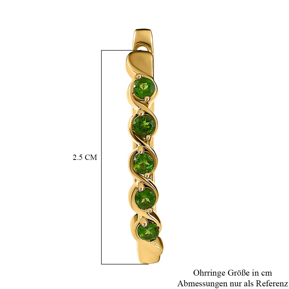 Natürliche Chromdiopsid Ohrringe, 925 Silber vergoldet, ca. 0.79 ct