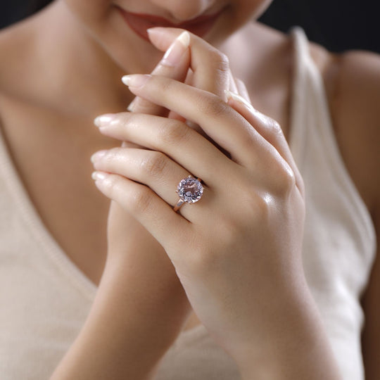Rose De France Amethyst Ring, 925 Silber rosévergoldet, , ca. 5.59 ct