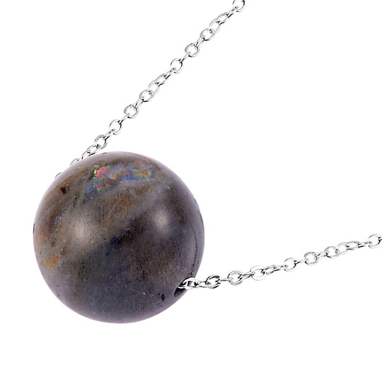 Malachit Halskette, ca. 45 cm, 925 Silber rhodiniert, ca. 18.50 ct