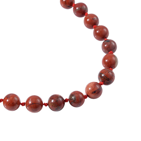 Roter Jaspis Halskette, (9-11mm), ca. 50 cm, 925 Silber, ca. 276.50 ct