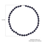 Blauer Sandstein Halskette, (9-11mm), ca. 50 cm, 925 Silber, ca. 276.50 ct