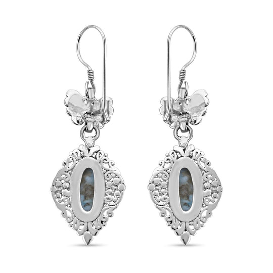 Royal Bali - Larimar Ohrringe, 925 Silber, ca. 12.07 ct