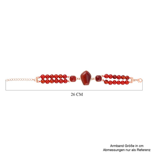 Roter Achat Armband, ca. 18 cm, gelb vergoldet, ca. 118.00 ct
