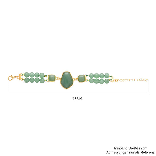 Grüner Aventurin Armband,ca. 18 cm, gelb vergoldet, ca. 118.00 ct