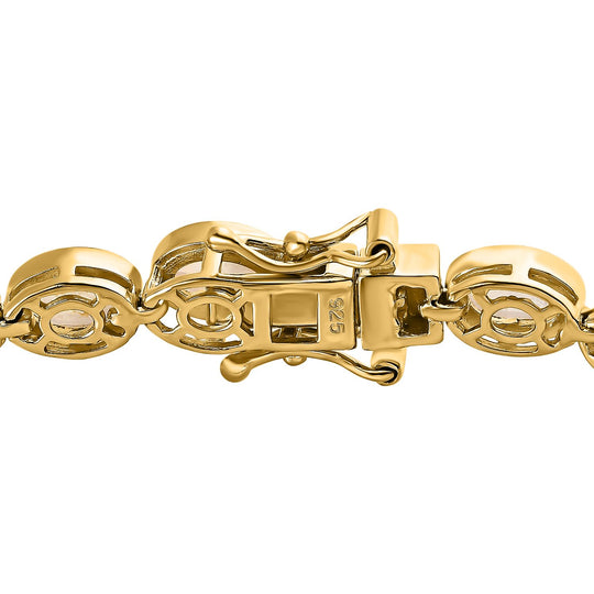 Premium Regenbogen Mondstein Armband, ca. 19 cm, 925 Silber Gelbgold Vermeil, ca. 13.06 ct