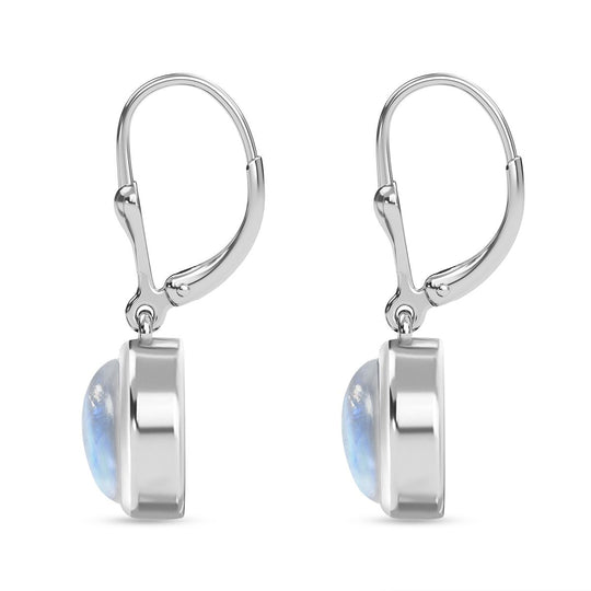 Premium Regenbogen Mondstein Ohrringe, 925 Silber platiniert ca. 3.89 ct